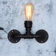 TEMPSA Applique murale - vintage - tuyau d'eau - noir - sans ampoule E27 -0