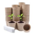 100 Pots De Semis Biodégradables 8cm Avec Étiquettes - Godets Tourbe Pour Jardin, Fleurs Et Légumes