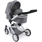 Poussette Kombi pour poupée MIKA - BAYER DESIGN - Poignée réglable - Coloris jean gris et cadre blanc