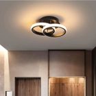 EIDISUNY Plafonnier LED Luminaire 2 Anneaux LED Blanc Chaud 3000K 22W Plafonnier en Acrylique Moderne éclairage pour Cuisine Couloir - Noir