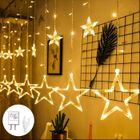 YOUNGKEE LED Rideau Lumière 12 Étoiles 139 Leds, 2.5 * 1m Guirlande rideau étoiles 8 Modes d'Éclairage,pour NoëL nouvel an anniversaire DéCo