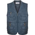ZEWOW Gilet Exterieur Veste Sans Manches Multi-Poches Pour Homme Col V Sport Voyage Photographie Pêche - Bleu
