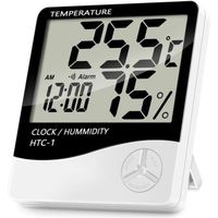 Thermomètre Hygromètre Intérieur, Multifonction Électronique Écran LCD Digital Affichage de Température et Humidité HTC-1