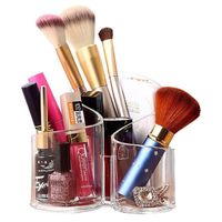 Organisateur de Maquillage – 3 espaces Coton-Pad Distributeur Boîte de Rangement en Acrylique cosmétiques Organisateur