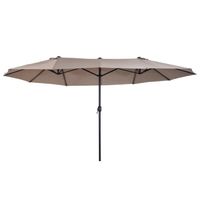 Parasol de jardin XXL - OUTSUNNY - Marron - Ouverture Fermeture Manivelle - Acier Polyester Haute Densité