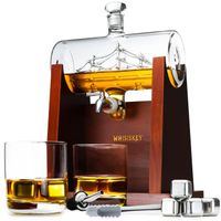 Whisiskey Carafe Whisky - Bateau - 1000 ml - 2 Verre à Whisky, 4 Pierre à Whisky, Bec Verseur - Vin Carafe Decanter - Cadeau homme