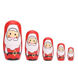 POUPÉE HURRISE poupées gigognes de Noël 5 pièces de Noël peint à la main mignon en bois Matriochka poupées russes poupées gigognes