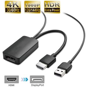 FOINNEX Câble DisplayPort vers HDMI 2M, Câble DP vers HDMI 1080P@60Hz HDR,  Display Port to HDMI Cable Mâle DP 1.2 to HDMI 1.4 Câble pour