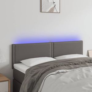 TÊTE DE LIT Tête de lit à LED Gris - ESTINK - 144x5x78/88 cm - Similicuir - Bande LED - IP65