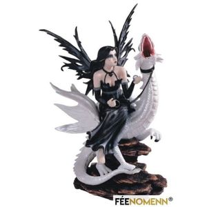 H27 x L30cm Statuette Fée Edana et son Dragon
