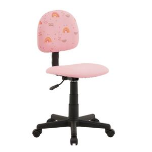 CHAISE DE BUREAU Chaise de bureau pour enfant ALPACA fauteuil pivotant sans accoudoirs hauteur réglable, en synthétique rose avec motif lama