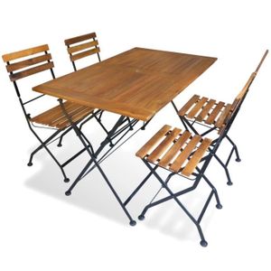 Salon De Jardin Pliable En Bois D Acacia 1 Table Et 4 Chaise