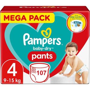 COUCHE PAMPERS PANTS TAILLE 4 BABY-DRY COUCHES-CULOTTES 107 COUCHES (9-15 KG)