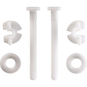 Fixations pour abattant de WC - Noyon et Thiebault - Vis nylon 6 x 80 mm -  Tête carrée 10 mm