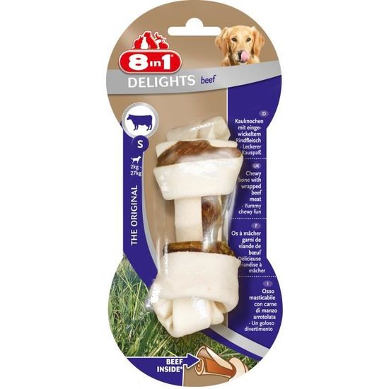 8in1 Friandise Os à Mâcher Delight Garni De Viande De Bœuf Pour Chien De Petite Race à Race Moyenne