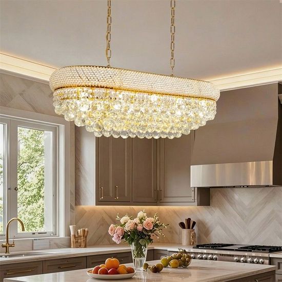 Stepeak Plafonnier Cristal Doré Moderne – Lustre Élégant En Verre K9 Pour Salon, Chambre, Salle à Manger Et Cuisine
