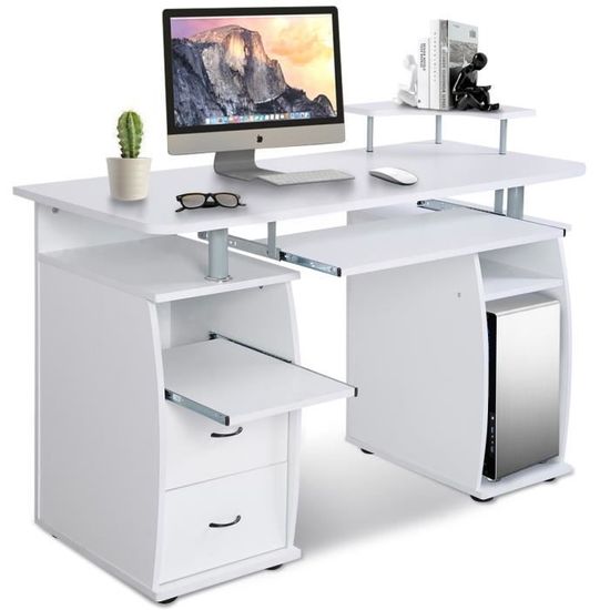 Accessoires de meubles de poste de travail de coiffeuse d'écriture de petit  bureau d'ordinateur avec des tiroirs - Cdiscount Maison