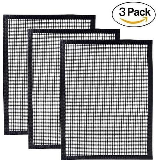 Lot De 3 Tapis De Barbecue Antiadhésifs - 40x33cm, Réutilisables, Pour Gaz, Charbon, Four
