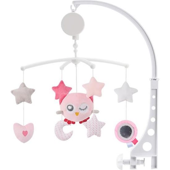 Mobile musical pour lit bébé,jouet animaux musaical endormant lit bébé--Rose