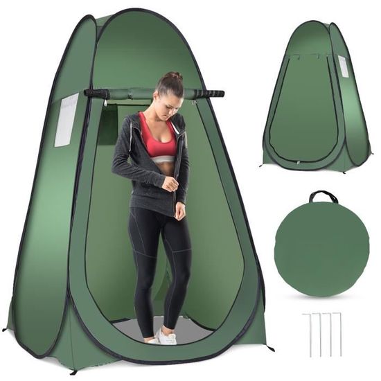 Relaxdays tente de douche camping, XXL, cabine d'essayage pour camping &  jardin, 275 x 156,5 x 154 cm, vert foncé/gris