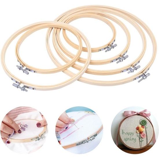 Cercle à Broder Cultura Lot De 2 Cadres Ronds En Bois Pour Broderie - 10 Cm - Réglables Et Super Pratiques ! Mini Tambour à Broder