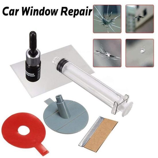 Vanwoke Kit De Réparation Pare-Brise Voiture,Kit Reparation Pare Brise,Outil De Réparation De Pare-Brise De Qualité Supérieure Pour Fissures,Fissures En Forme D'étoile,Longue Fissure