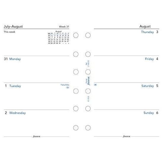 Recharge Filofax Pocket 2026 - Agenda Semainier Deux Pages, Papier Rose, Langue Anglaise - Format 81x120 Mm, 6 Trous - 4