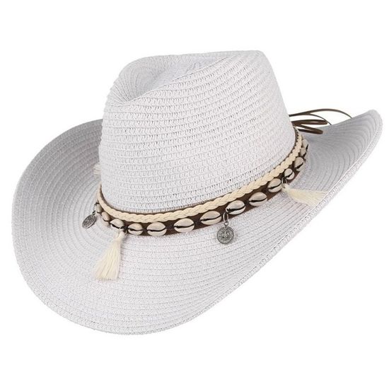 Chapeau Cowboy En Paille Pour Homme Et Femme - Style Western, Deux Bandeaux Décoratifs, Taille Réglable