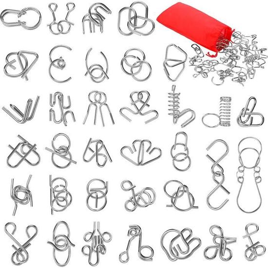 Casse Tete Adolescent Set De 16 Casse-Têtes Métalliques - Puzzles De Démêlage Pour Enfants Et Adultes | Défi IQ Jeu Logique Portable