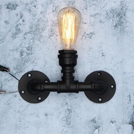 TEMPSA Applique murale - vintage - tuyau d'eau - noir - sans ampoule E27 