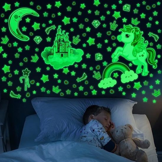 Licorne Étoile Lumineuse Plafond Stickers Muraux-Étoile Fluorescente,Arc En  Ciel Décoration Chambre Enfant Et Fille[J155] - Cdiscount Maison