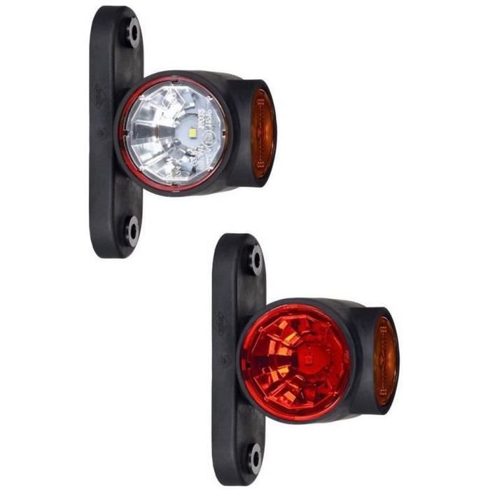 Lot De 2 Feux De Gabarit LED 12V/24V - Blanc, Rouge, Orange, Marquage CE, Certifié TÜV - Pour Voiture, Camion, Bateau, éclairage Position/side Marker