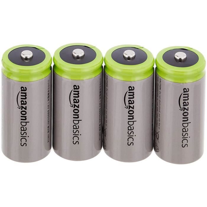 Basics - Piles C rechargeables 1.2 V (NiMH 5 000 mAh) - Lot de 4 :  : High-Tech