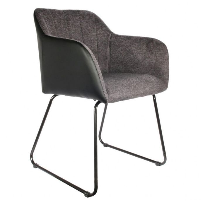 Poufs fauteuils et chaises - Fauteuil Menphis - L 56 x P 60,5 x H 84 cm - Gris et Noir