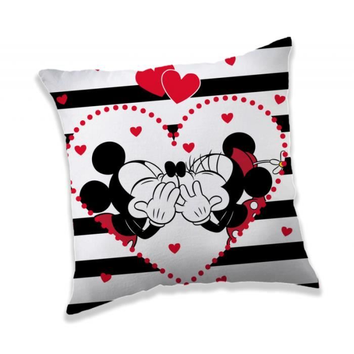 Coussins décoratifs - Coussin Mickey Mouse - 40 x 40 cm - Rayure Blanc
