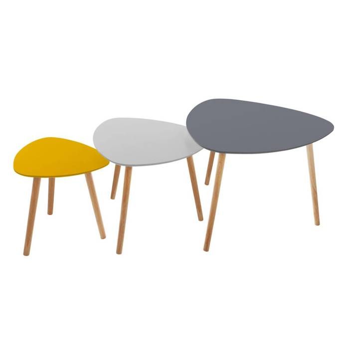 Atmosphera - Lot de 3 tables de café break mileo S : 34 x l, 34 x H, 35 cmM : L, 47 x l, 47 x H, 40 cmL : L, 60 x l, 60 x H, 45 cm