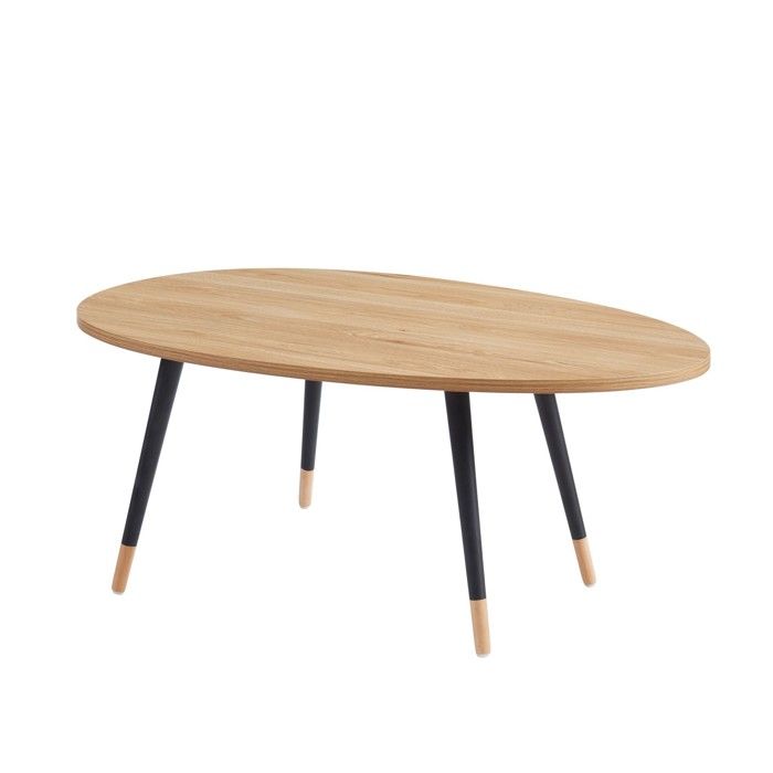 ORGANIC Table basse ovale - coloris bois et noir - L98cm