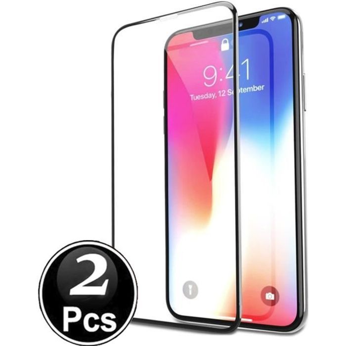 Apple iPhone X / XS Vitre protection ecran verre trempé protection integrale Full 3D Tempered Glass FULL GLUE - [X2-Noir]