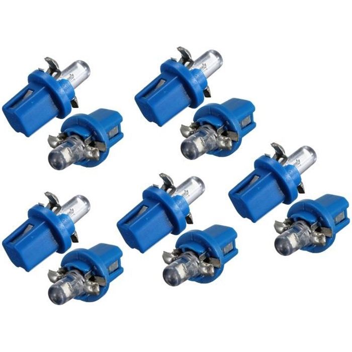 10x AMPOULE LED COMPTEUR TABLEAU DE BORD B8-5D T5 Lampe avec support BLEU TUNING auto voiture lumiere