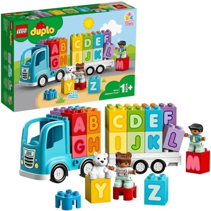 LEGO® 10915 DUPLO My First Le Camion Des Lettres, Jouet Éducatif Pour Bébé De 1 An et demi, Briques D'Apprentissage Alphabet Enfant