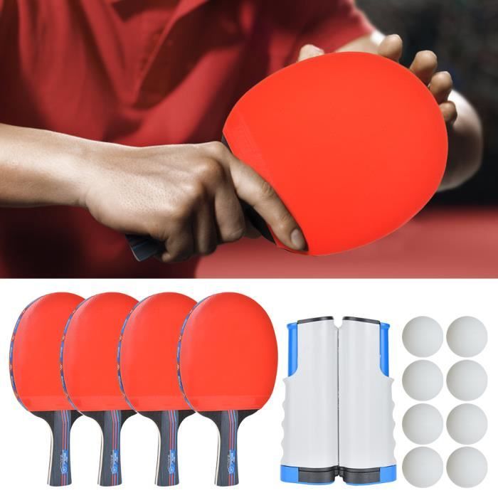 Kit Entraînement de Tennis de Table Intérieur Extérieur Support de Filet Raquettes Balle de Ping-Pong-ALI