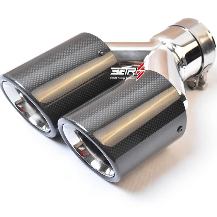 Pièces Auto,Embout de silencieux d'échappement universel en Fiber de carbone,double brillant,biseauté et - Type 70MM IN 89MM OUT