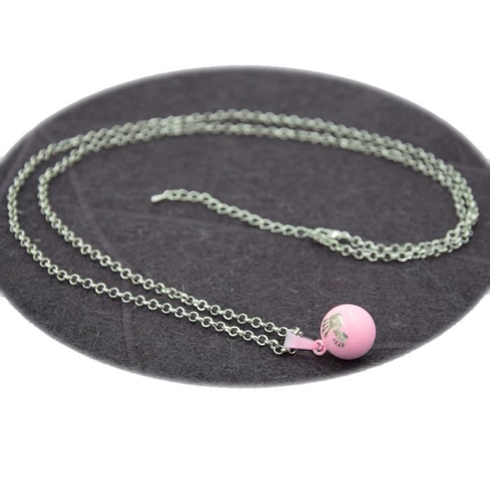 Collier Bola de grossesse rose simple avec empreinte de main, Style mignon