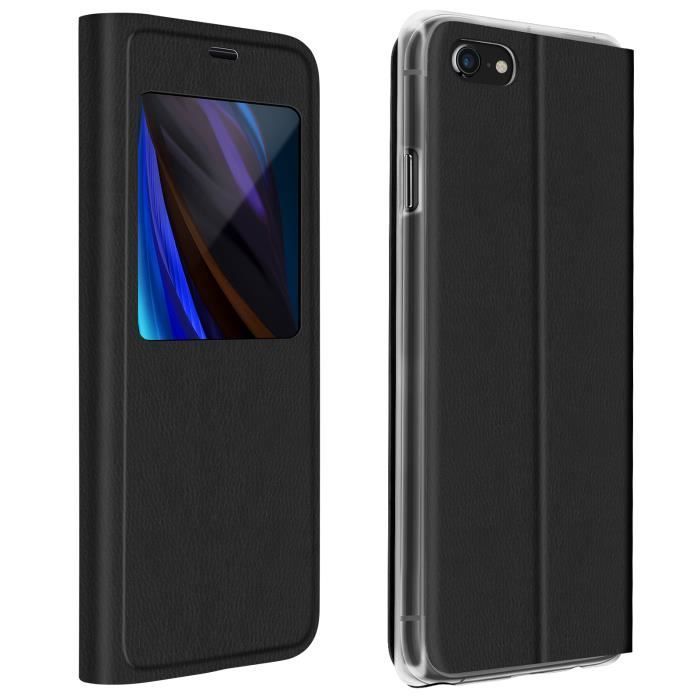 Étui Apple iPhone SE 2020 / 8 / 7 Fenêtre d'Affichage Clapet Folio Ultrafin Noir
