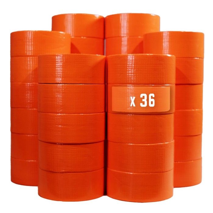 Ruban adhésif toilé orange 150µ - rouleau adhésif 50 mm x 33 m pour fixer les bâches, fils et câbles - Carton de 36 0,000000 Orange