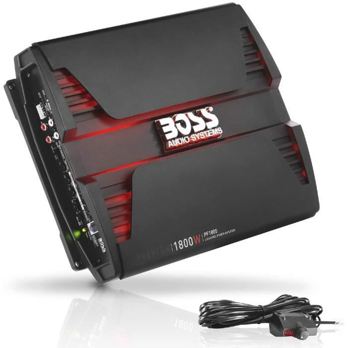 1 amplificateur BOSS AUDIO SYSTEMS PHANTOM SERIES PF1800 4 canaux classe ab 1800 watt max 4x169 watt rms bass boost 0/+18 db,1 pièce