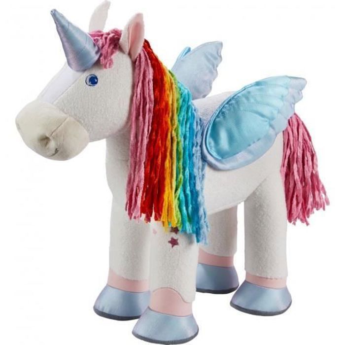 HABA - Peluche Licorne aux Couleurs Féériques - Peluche à Ailes et Corne Détachables - Version Française - Jouet Enfant 2 ans et +