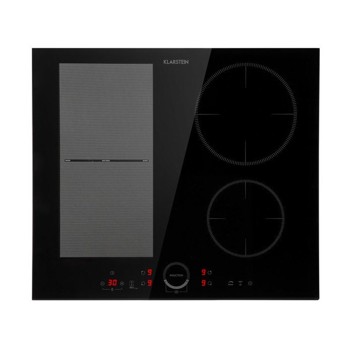 Klarstein Delicatessa 60 Hybrid Table de cuisson à induction encastrable - 4 zones - 7000W de puissance max. - Vitrocéramique noire