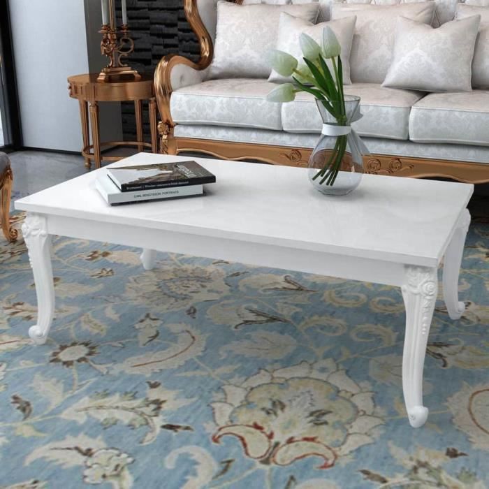 Table basse 120 x 70 x 42 cm Laquée Blanche