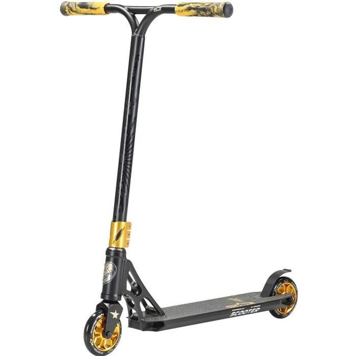 STAR SCOOTER professionnel Patinette-Trotinette Freestyle enfants de 8 ans - Patinette 110mm aluminium avec HIC - Noir Or